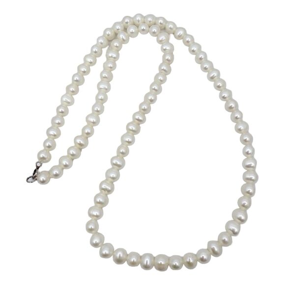 White Wedding Pearls Necklace 18” 925 Sterling Silver GrannyCore  Classy - Picture 6 of 12